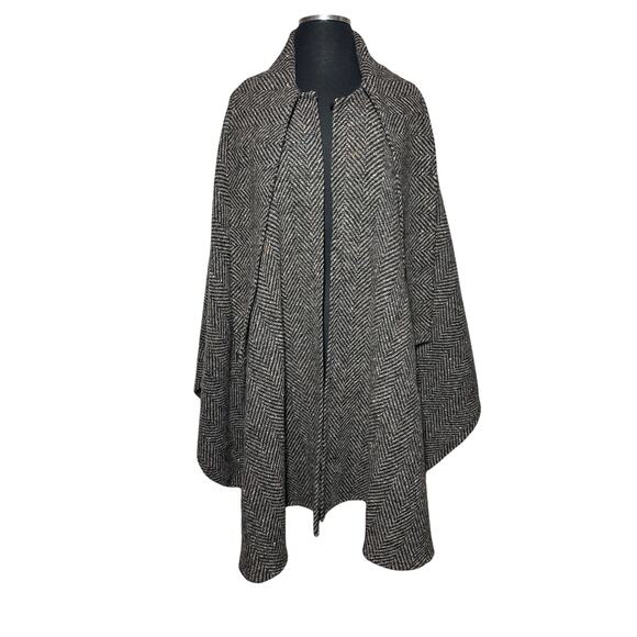 Vintage 60s Penguin by M. Liman Co. Wool Poncho Cape Tweed Sz Petite Open Front - Picture 1 of 16